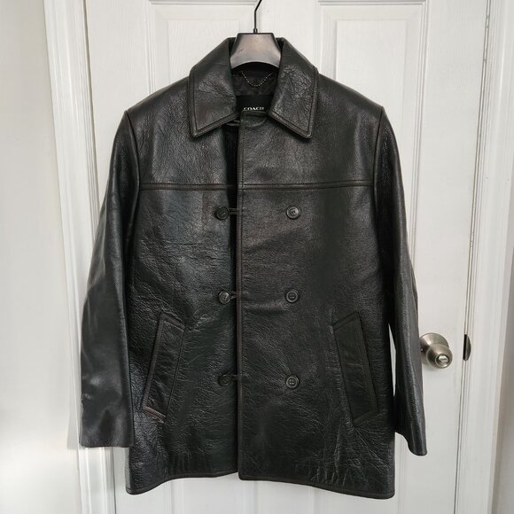 COACH Leather Peacoat Size M (Oversized) - Picture 6 of 15